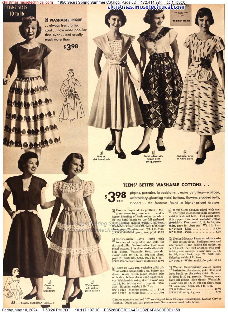 1950 Sears Spring Summer Catalog, Page 62
