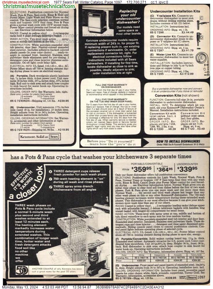 1977 Sears Fall Winter Catalog, Page 1097