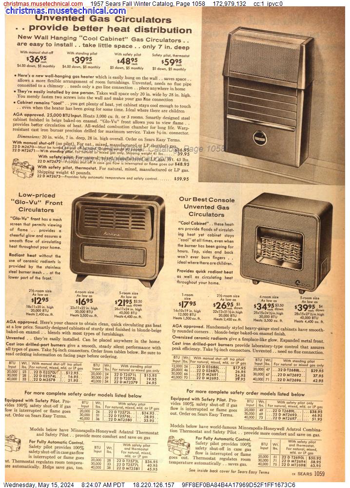 1957 Sears Fall Winter Catalog, Page 1058