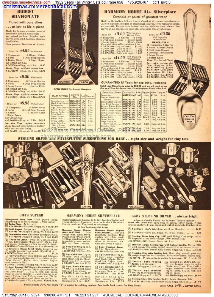 1952 Sears Fall Winter Catalog, Page 658