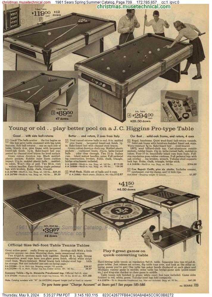 1961 Sears Spring Summer Catalog, Page 709