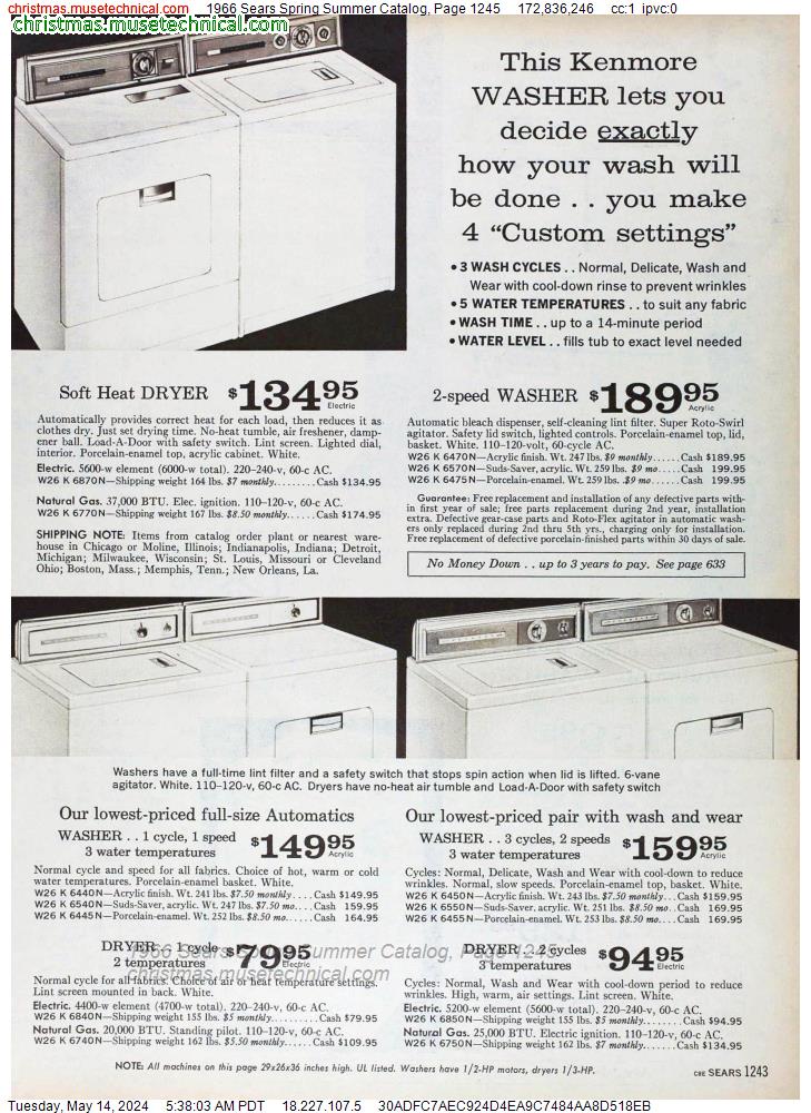 1966 Sears Spring Summer Catalog, Page 1245