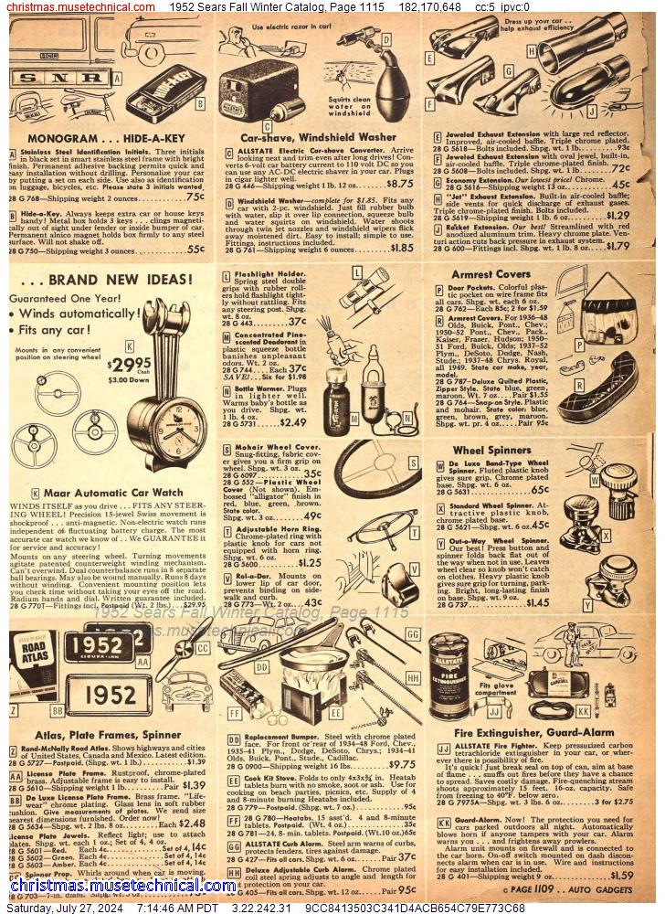 1952 Sears Fall Winter Catalog, Page 1115
