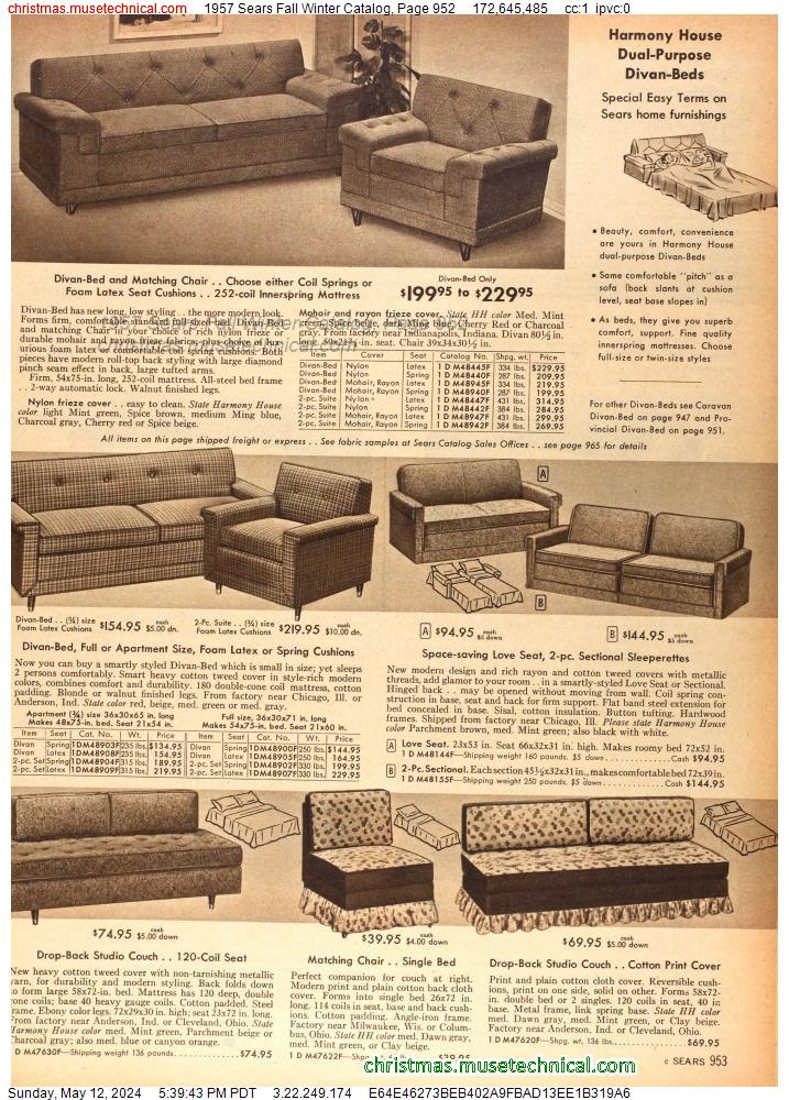 1957 Sears Fall Winter Catalog, Page 952
