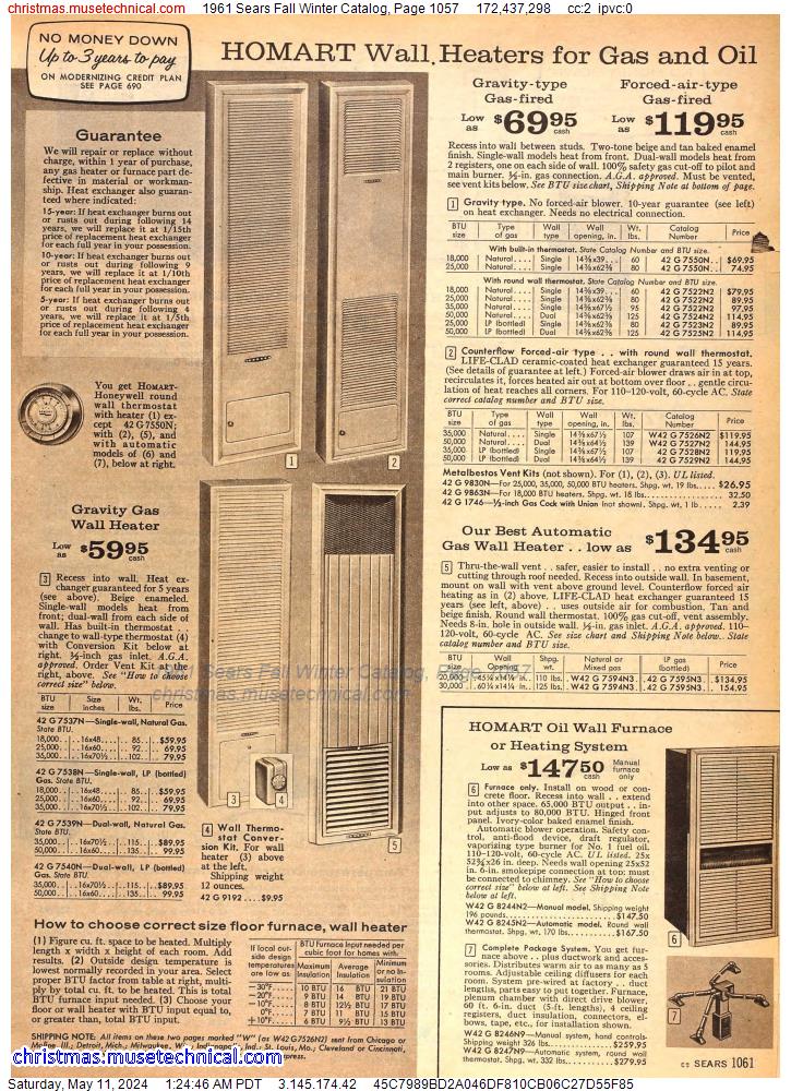 1961 Sears Fall Winter Catalog, Page 1057