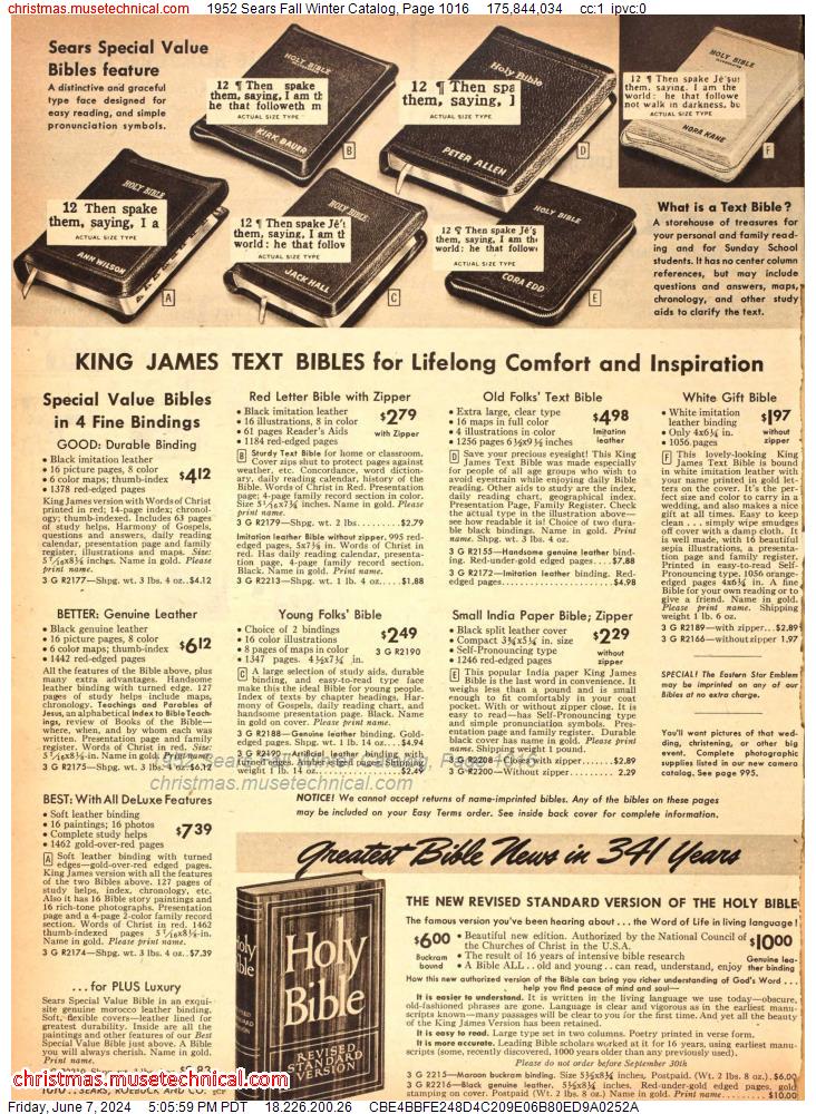 1952 Sears Fall Winter Catalog, Page 1016