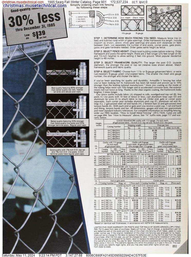 1985 Sears Fall Winter Catalog, Page 901