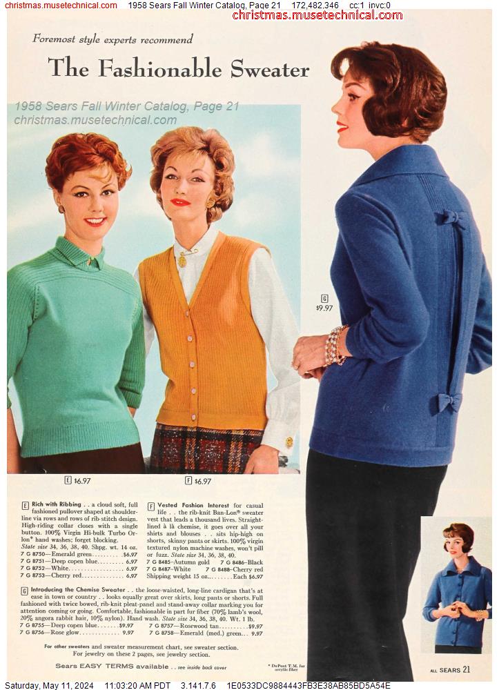 1958 Sears Fall Winter Catalog, Page 21
