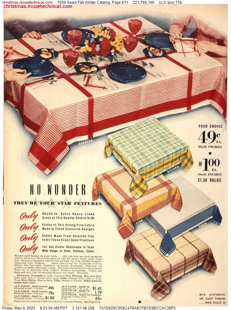 1939 Sears Fall Winter Catalog, Page 611