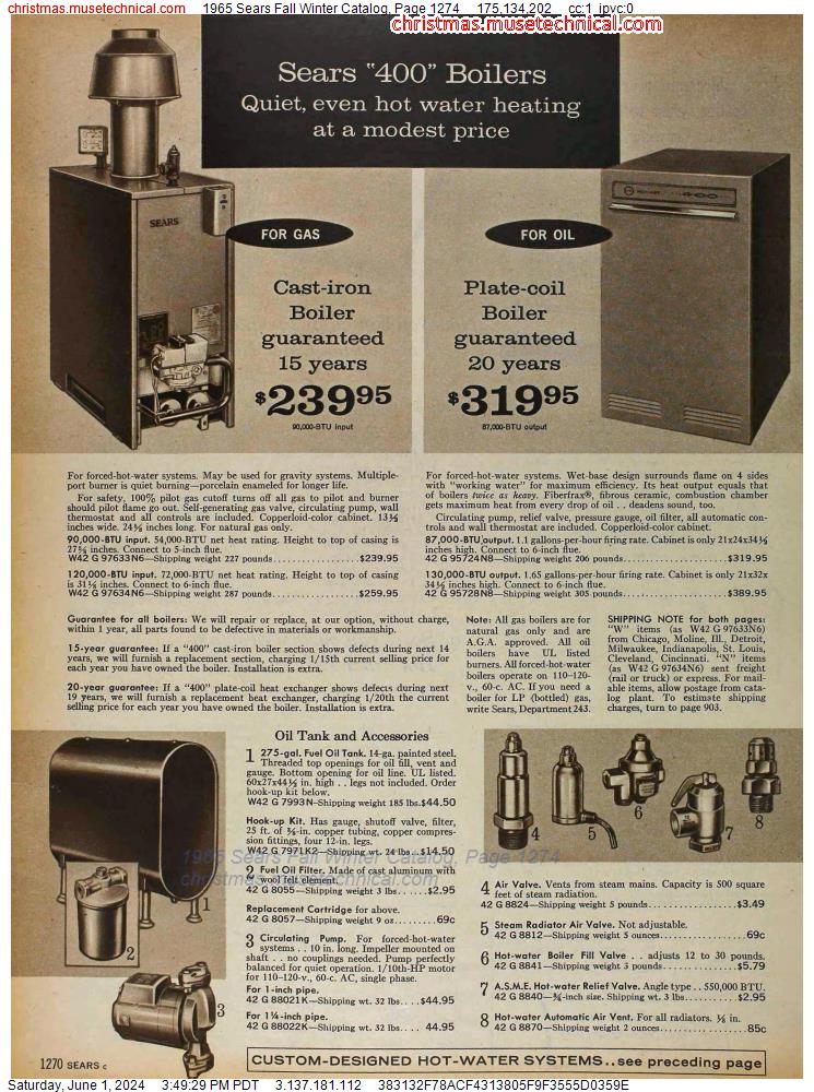 1965 Sears Fall Winter Catalog, Page 1274