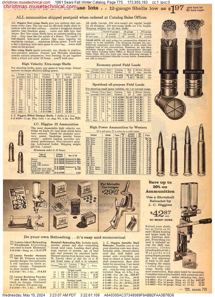 1961 Sears Fall Winter Catalog, Page 775