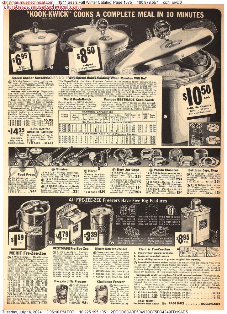 1941 Sears Fall Winter Catalog, Page 1075