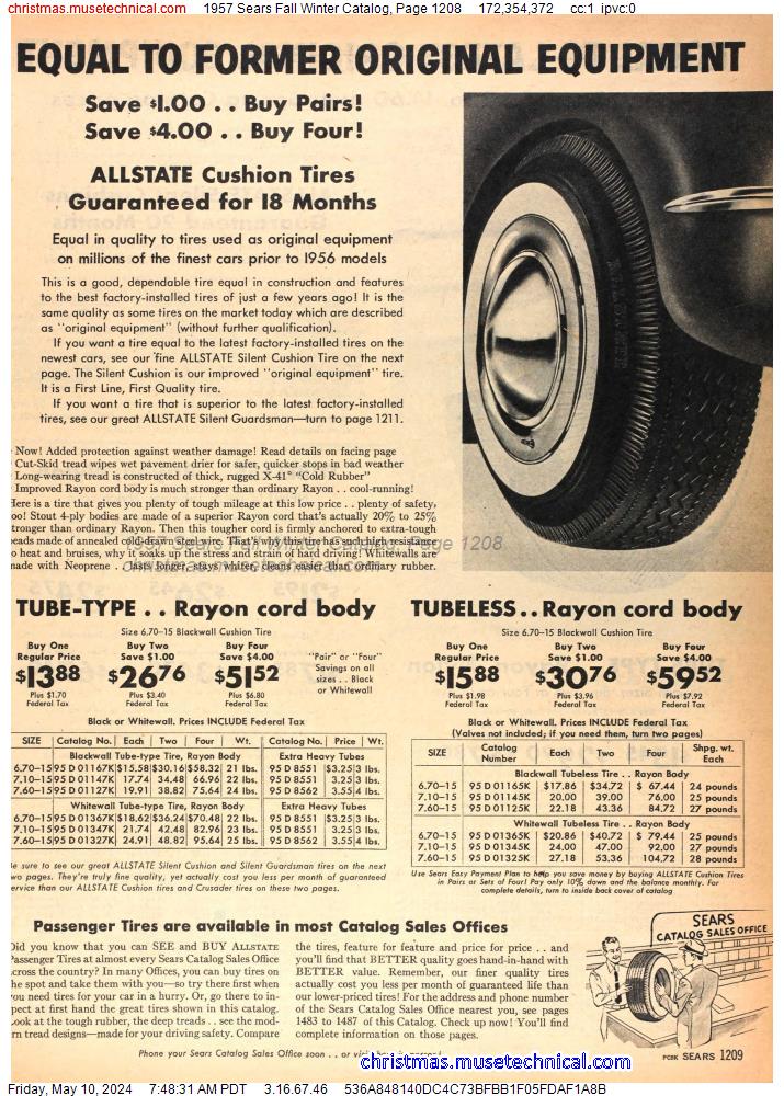 1957 Sears Fall Winter Catalog, Page 1208
