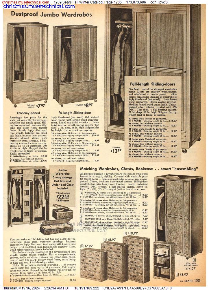 1959 Sears Fall Winter Catalog, Page 1205