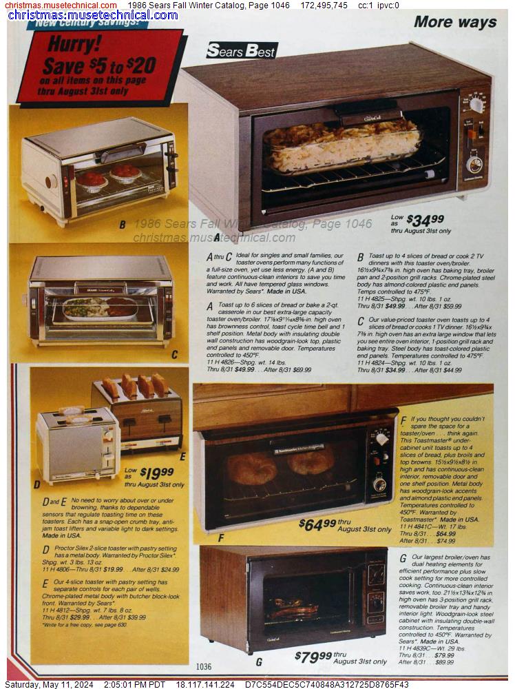 1986 Sears Fall Winter Catalog, Page 1046