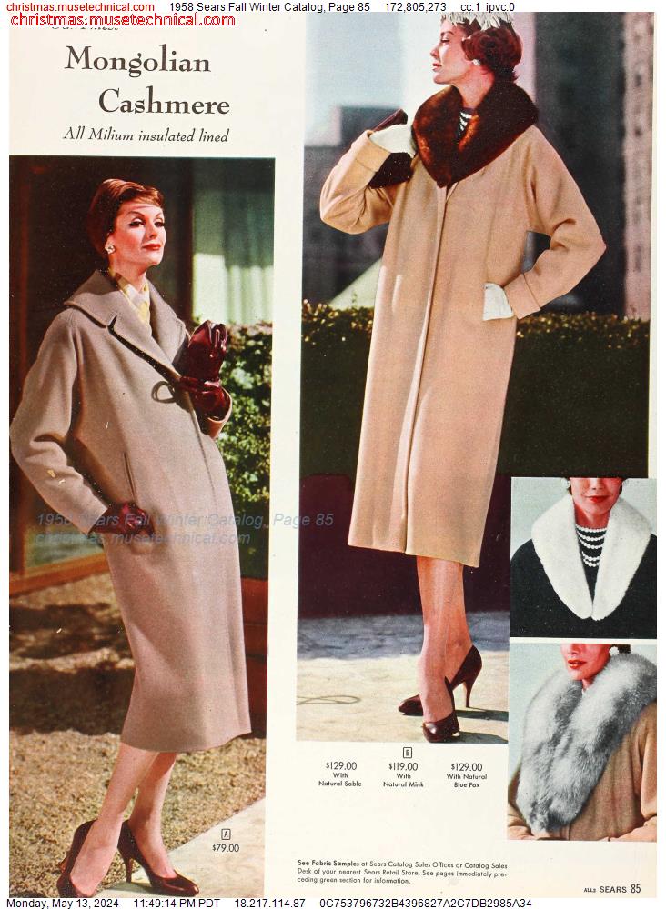 1958 Sears Fall Winter Catalog, Page 85