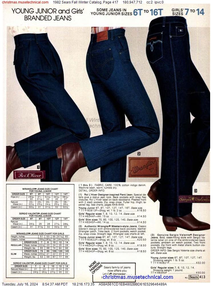 1982 Sears Fall Winter Catalog, Page 417