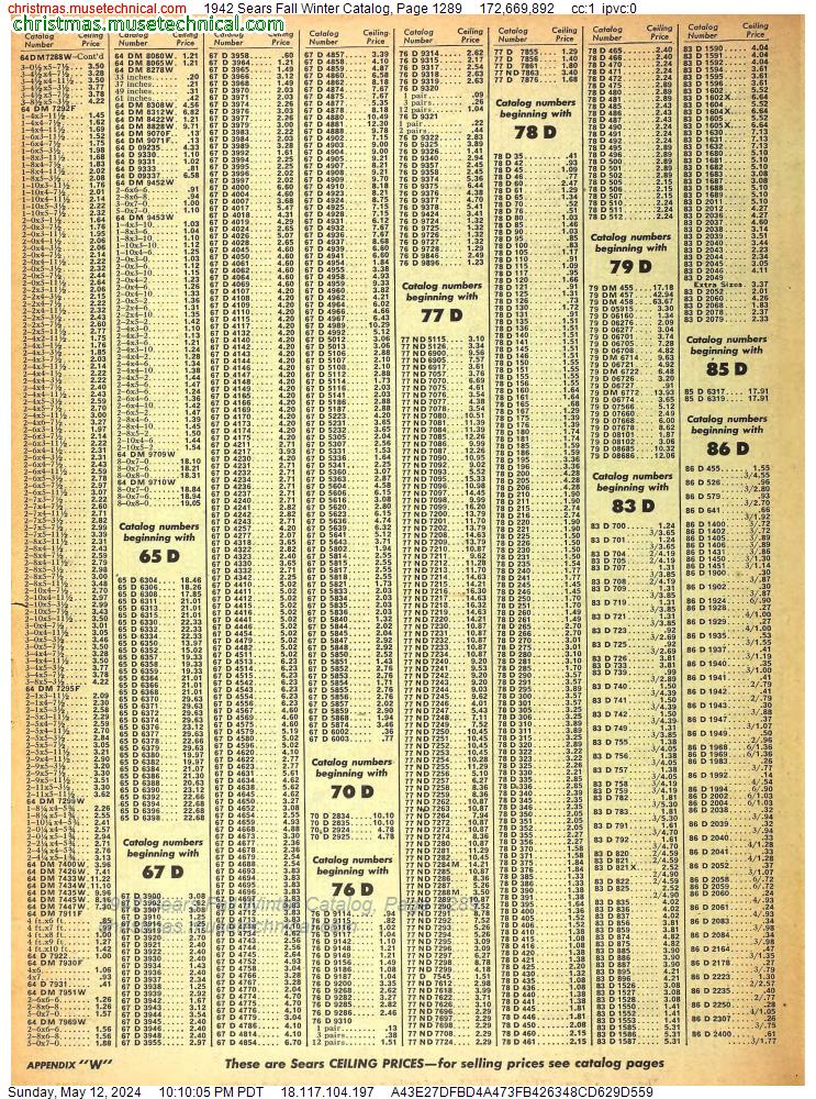 1942 Sears Fall Winter Catalog, Page 1289