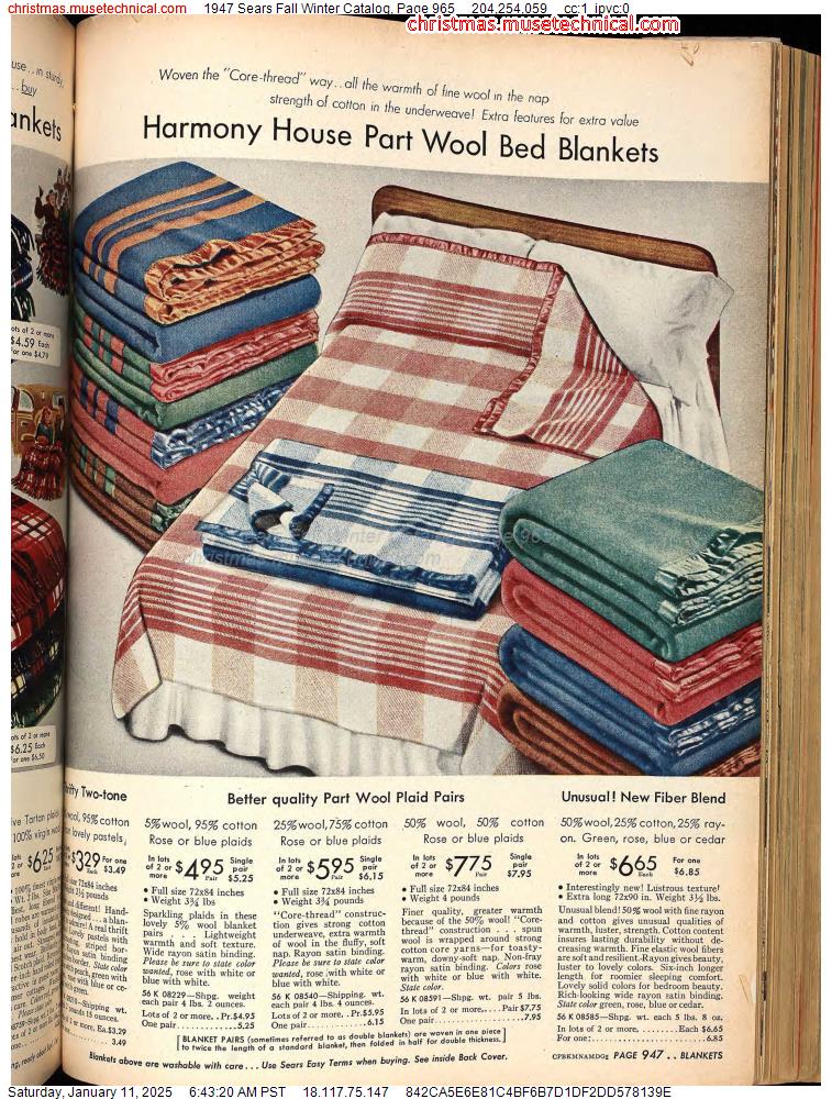 1947 Sears Fall Winter Catalog, Page 965