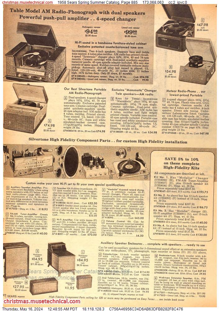 1958 Sears Spring Summer Catalog, Page 885