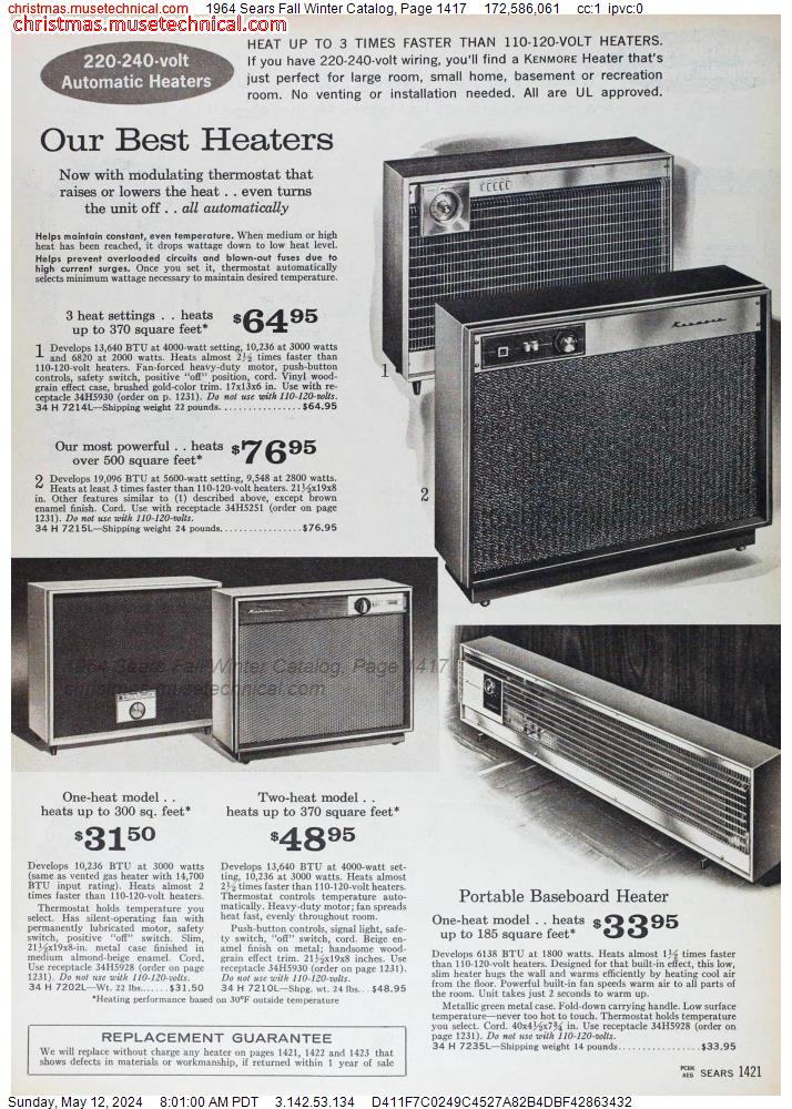 1964 Sears Fall Winter Catalog, Page 1417