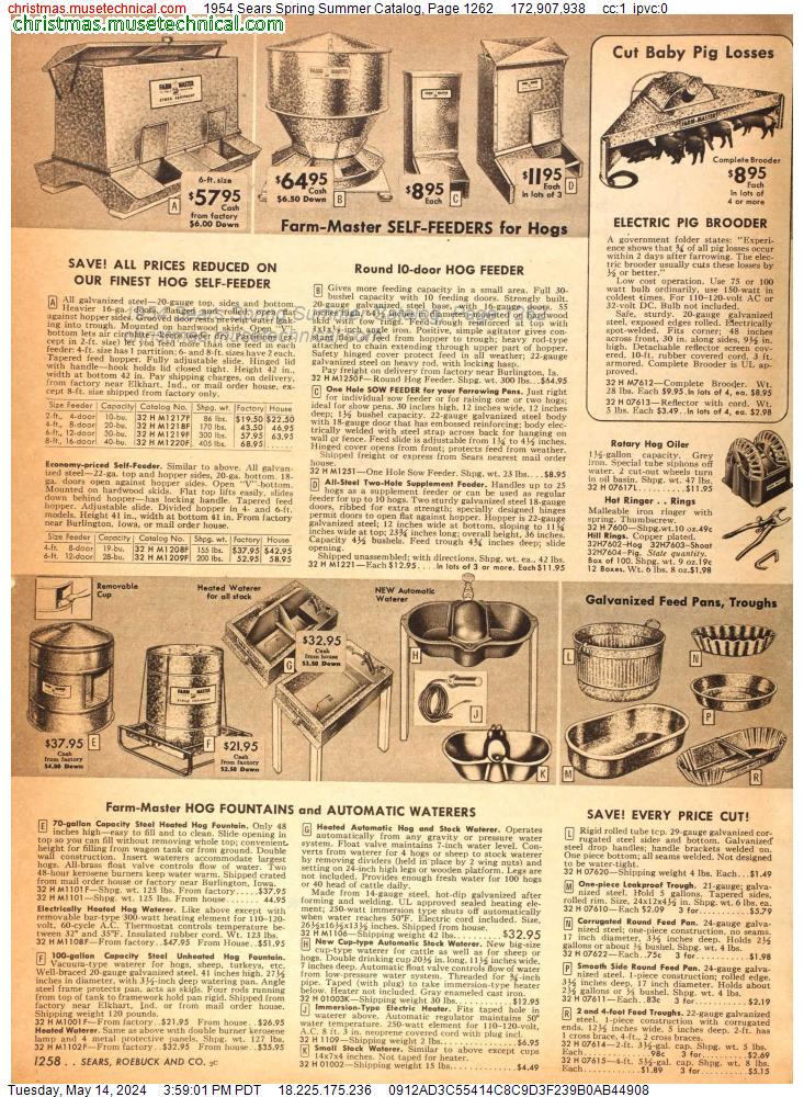 1954 Sears Spring Summer Catalog, Page 1262