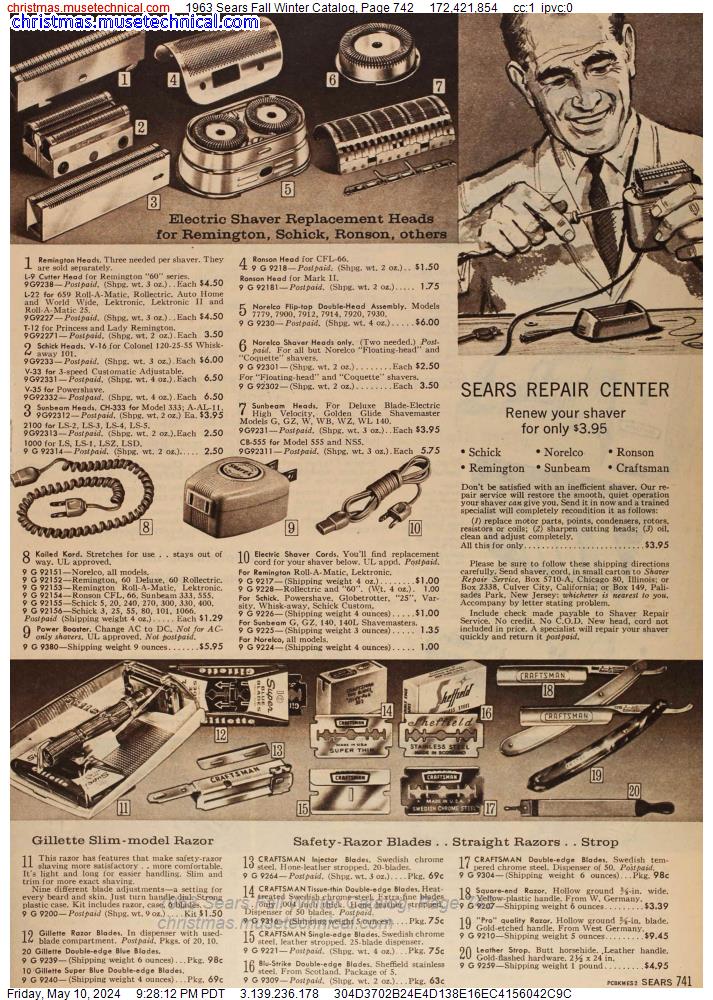 1963 Sears Fall Winter Catalog, Page 742