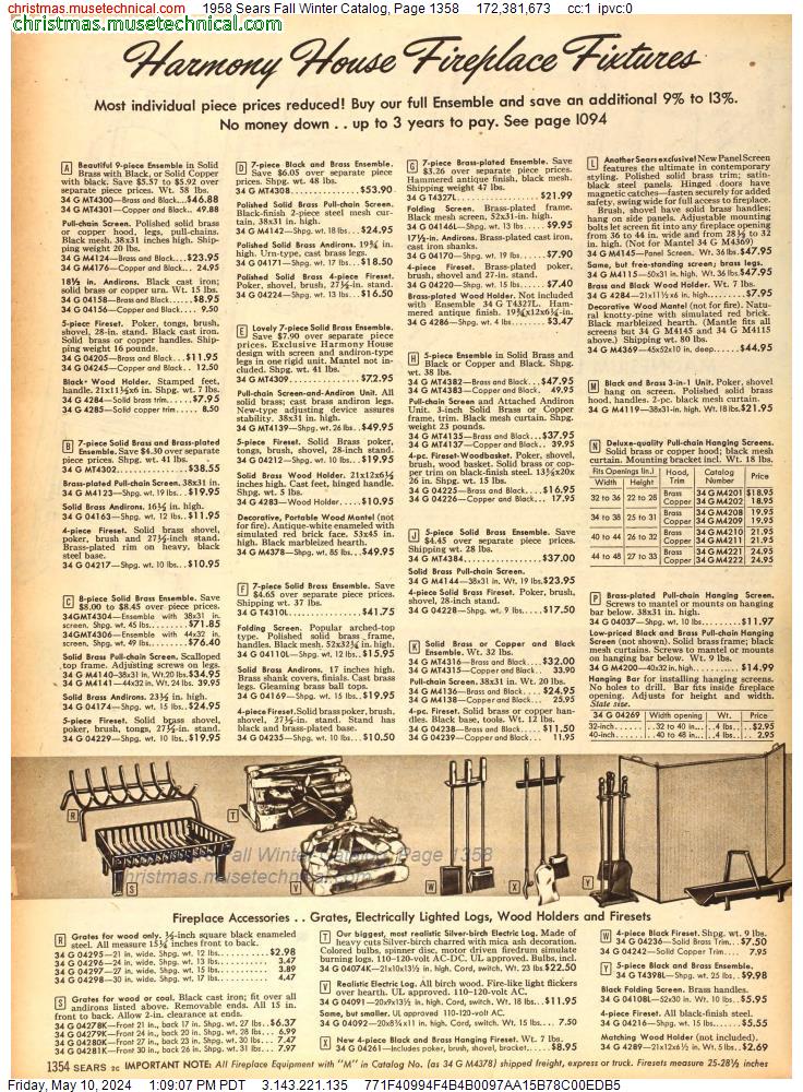 1958 Sears Fall Winter Catalog, Page 1358