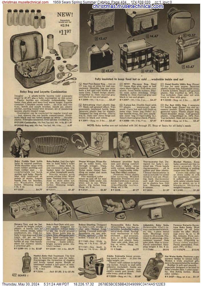 1959 Sears Spring Summer Catalog, Page 404
