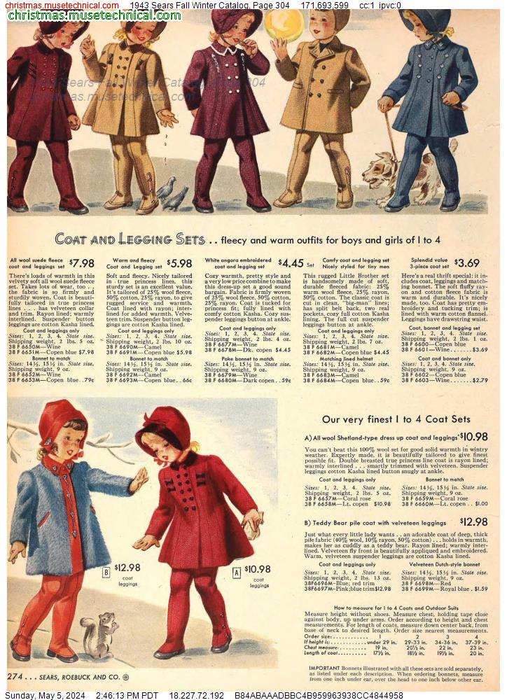 1943 Sears Fall Winter Catalog, Page 304
