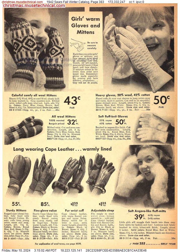 1942 Sears Fall Winter Catalog, Page 383