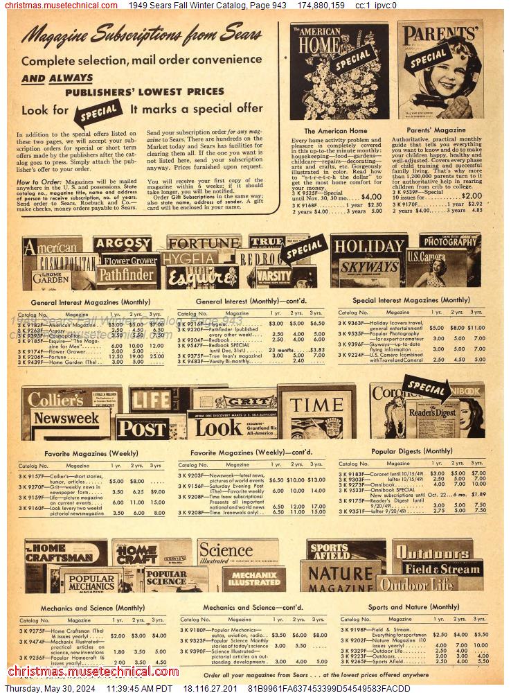 1949 Sears Fall Winter Catalog, Page 943