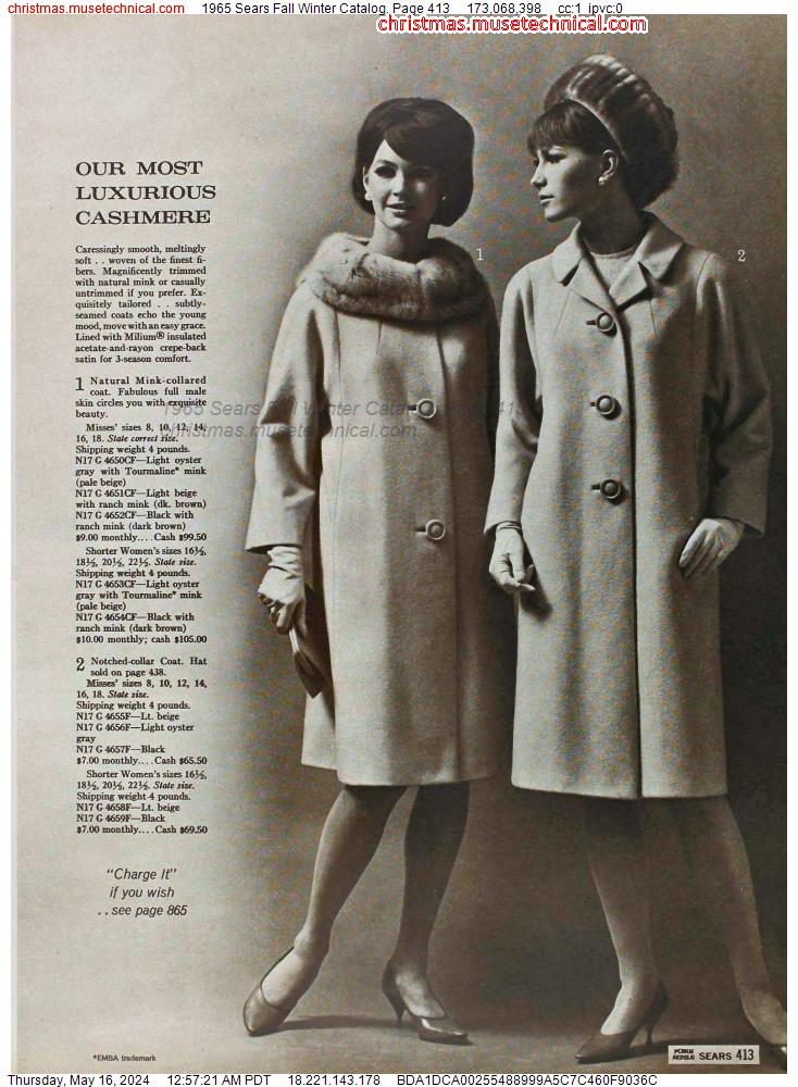 1965 Sears Fall Winter Catalog, Page 413