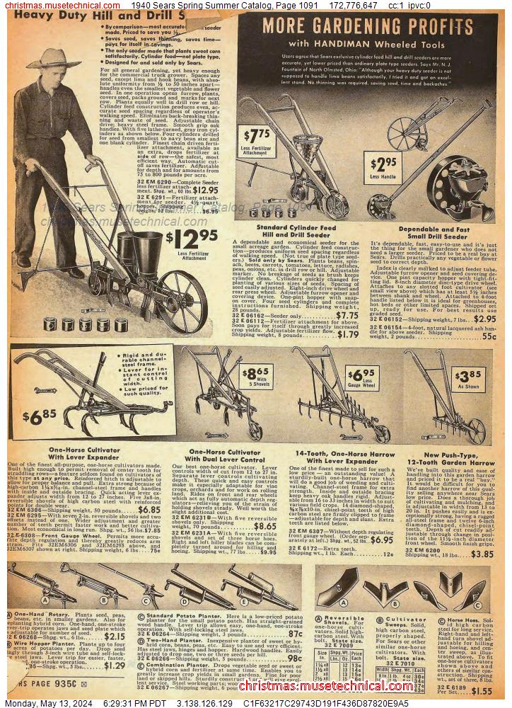 1940 Sears Spring Summer Catalog, Page 1091