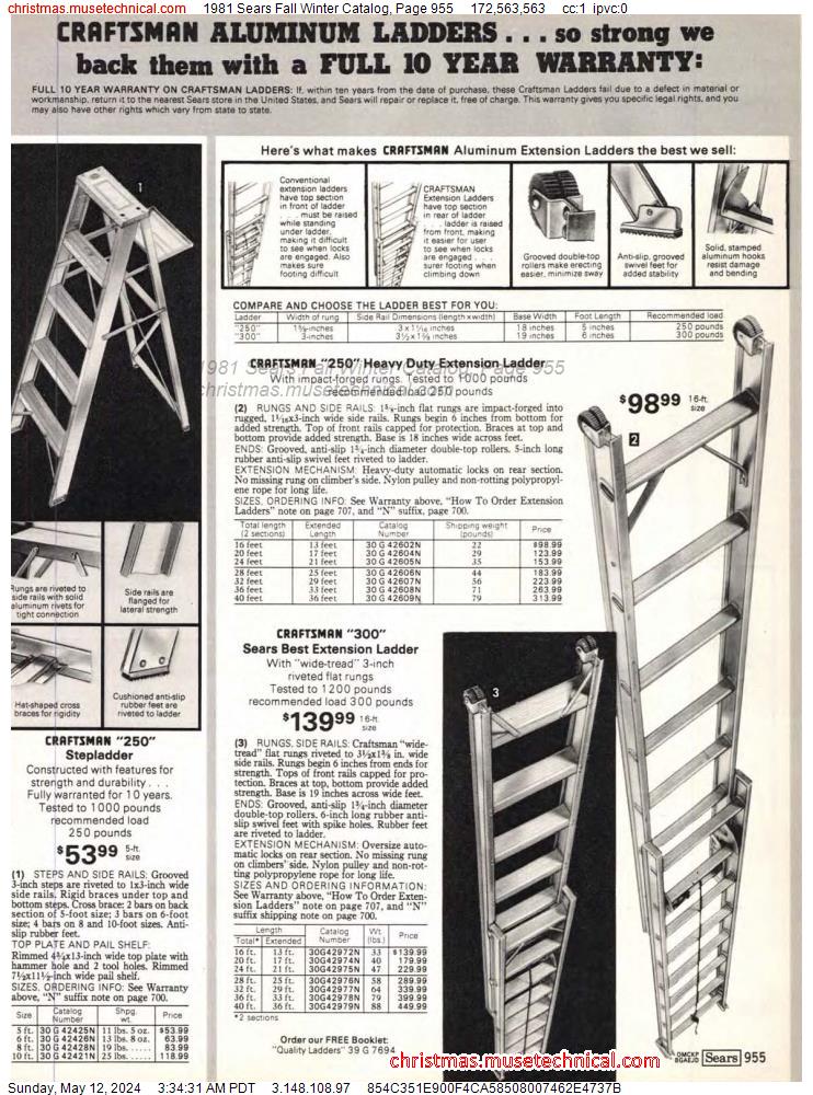 1981 Sears Fall Winter Catalog, Page 955