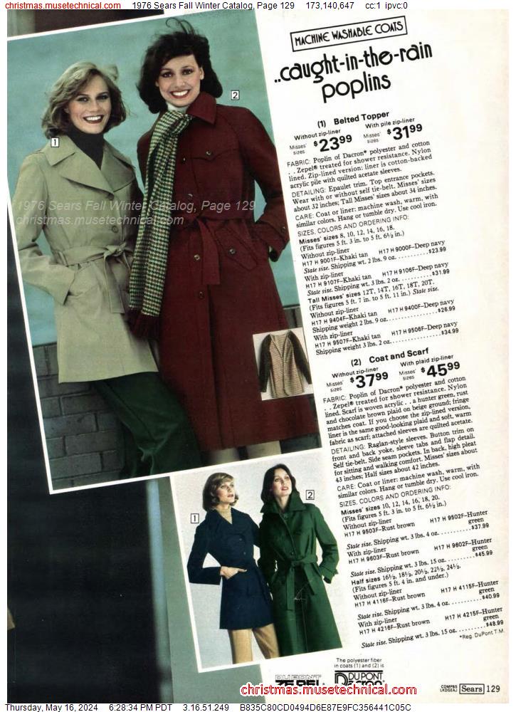 1976 Sears Fall Winter Catalog, Page 129