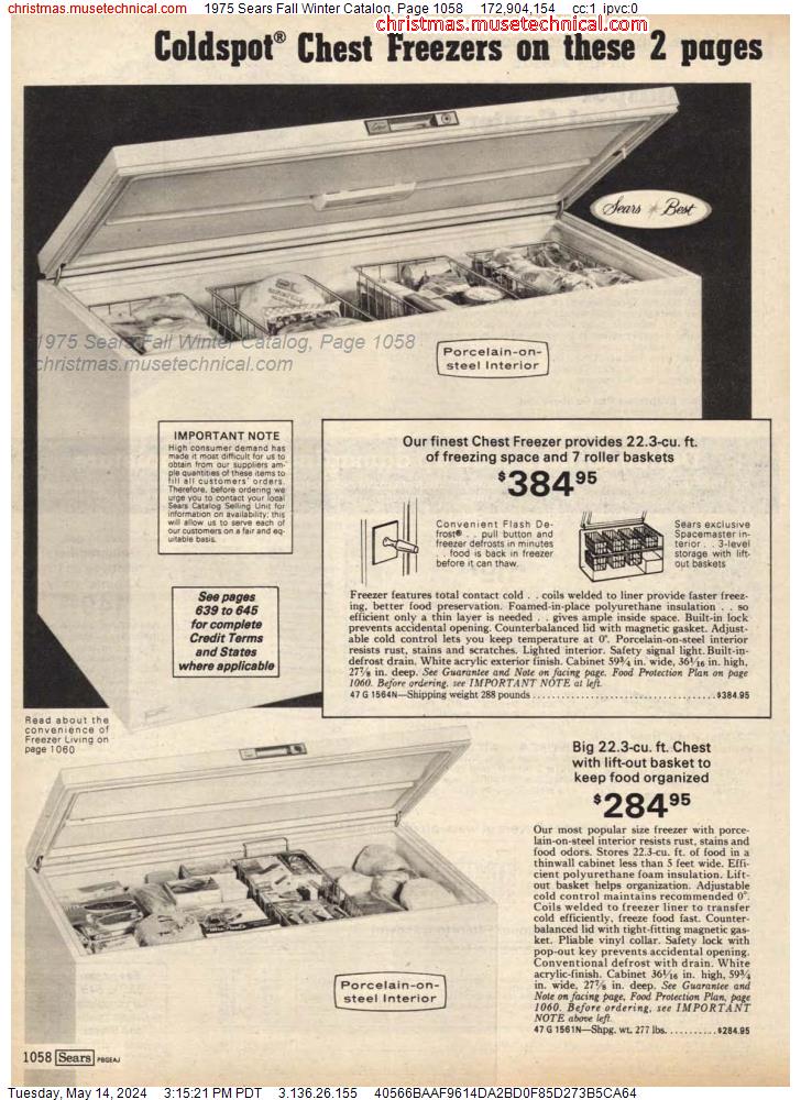 1975 Sears Fall Winter Catalog, Page 1058