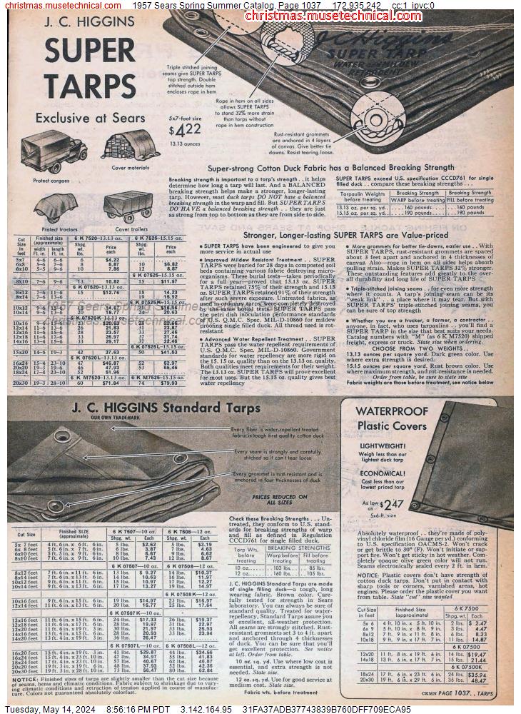 1957 Sears Spring Summer Catalog, Page 1037
