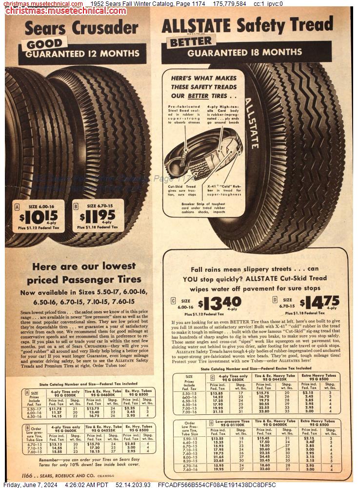 1952 Sears Fall Winter Catalog, Page 1174