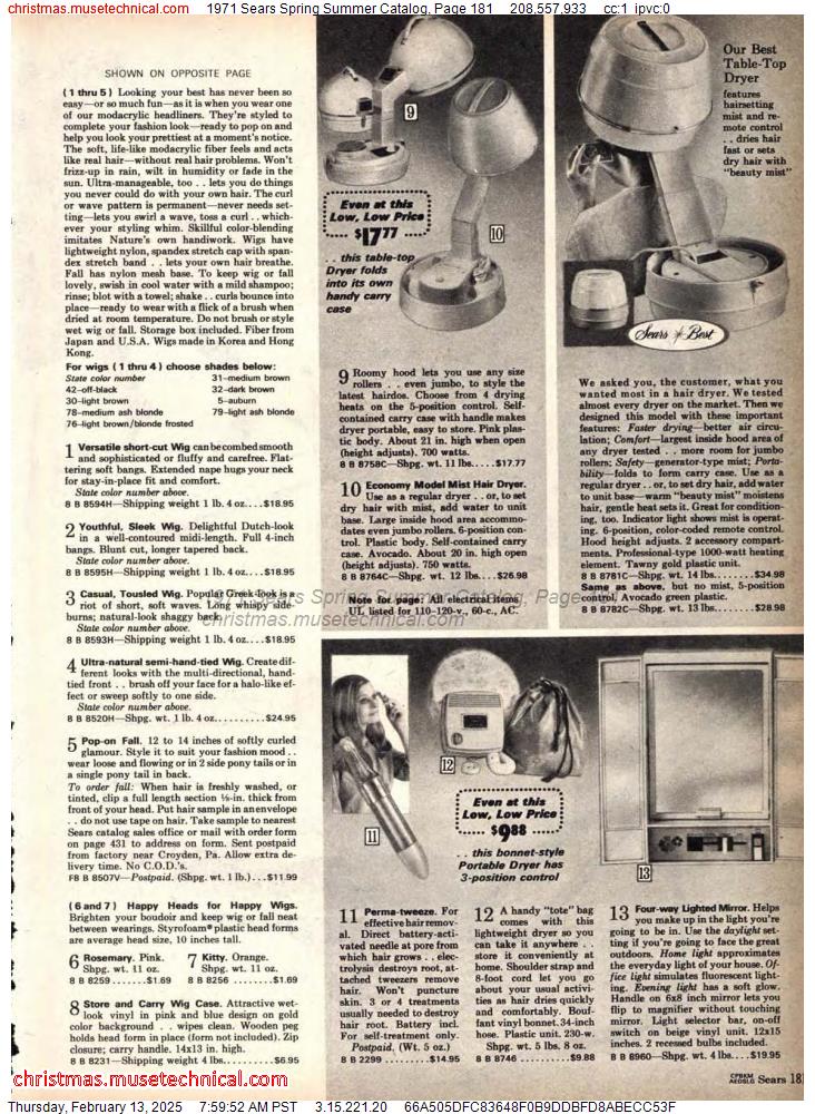 1971 Sears Spring Summer Catalog, Page 181