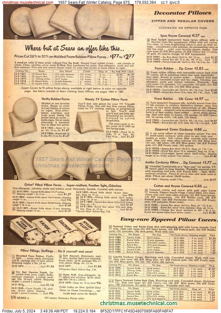 1957 Sears Fall Winter Catalog, Page 875