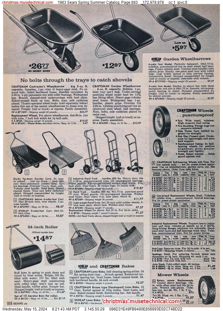 1963 Sears Spring Summer Catalog, Page 893