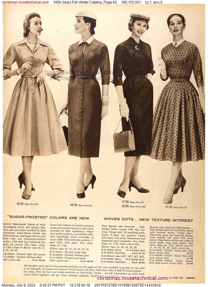 1956 Sears Fall Winter Catalog, Page 62