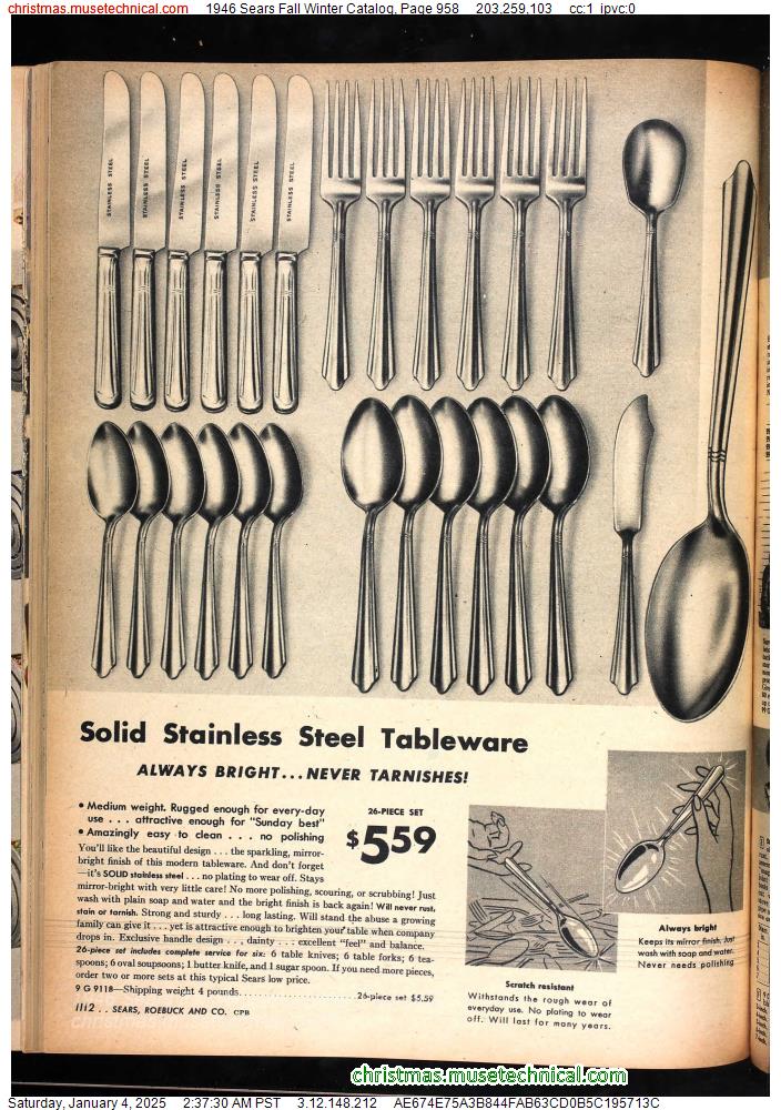 1946 Sears Fall Winter Catalog, Page 958