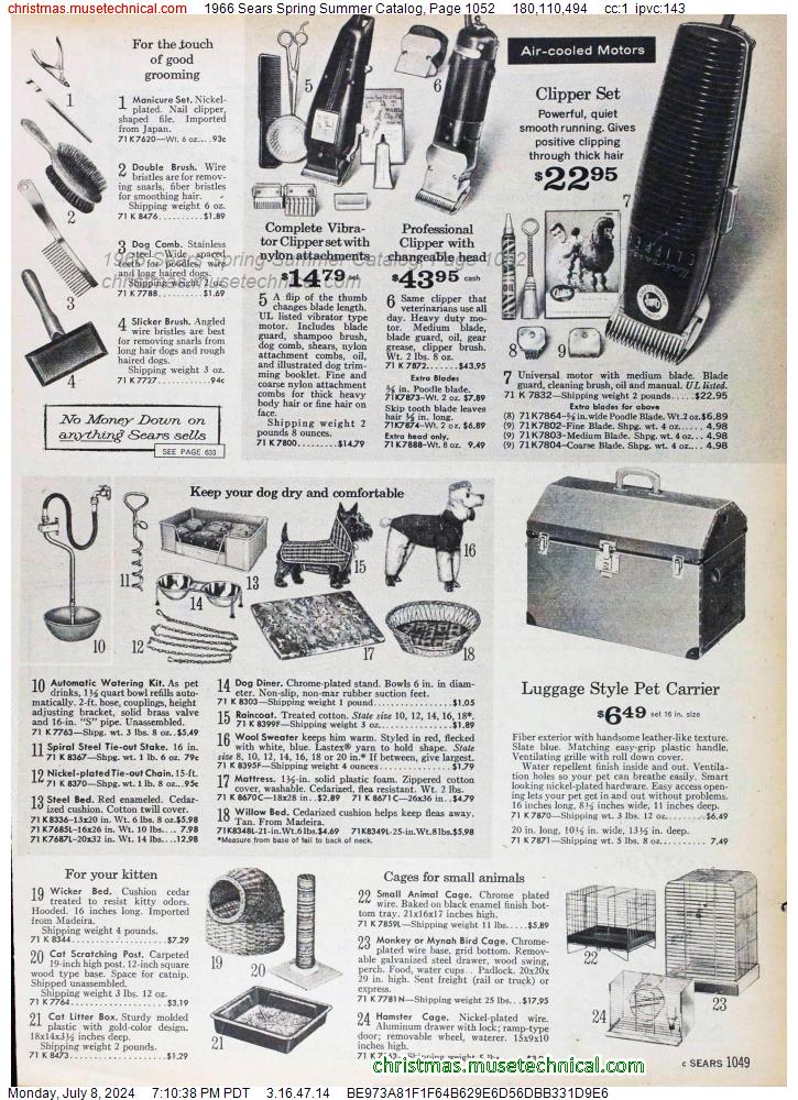 1966 Sears Spring Summer Catalog, Page 1052