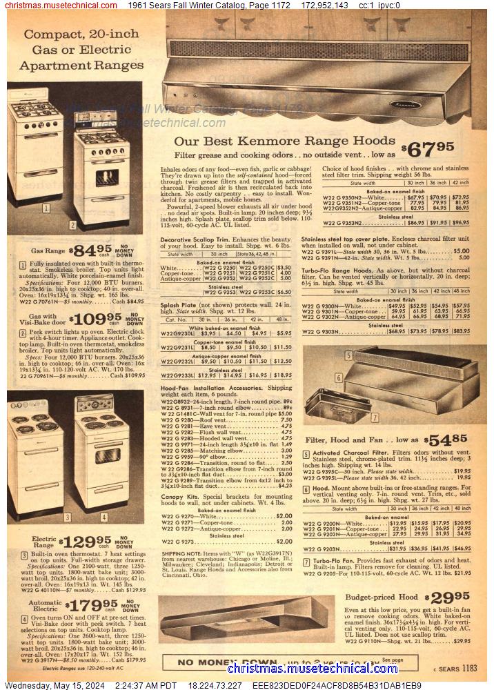 1961 Sears Fall Winter Catalog, Page 1172