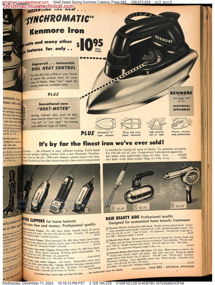 1948 Sears Spring Summer Catalog, Page 885