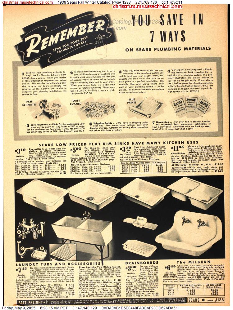 1939 Sears Fall Winter Catalog, Page 1233