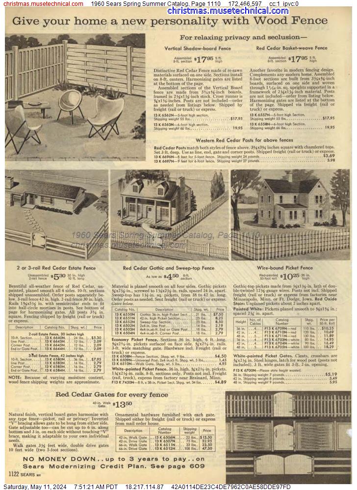 1960 Sears Spring Summer Catalog, Page 1110