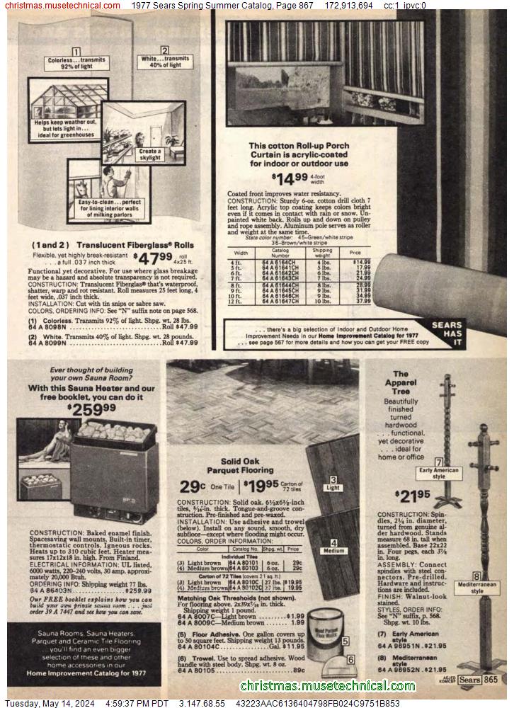 1977 Sears Spring Summer Catalog, Page 867